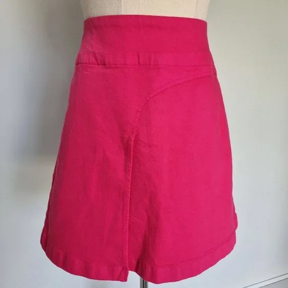 Country Road Hot Pink Cotton Faux Wrap A-Line Mini Skirt Y2K Size 10 - Picture 2 of 7